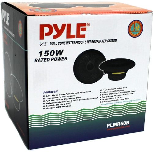  4) PYLE PLMR60B 6.5 300W Marine/Boat Dual Cone Waterproof Speakers TWO PAIR