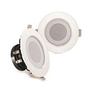 Pyle 3 Mountable Speaker Pair, Ceiling or Wall, Reinforced Aluminum Frame, Heat Resistant Basket, Built-in High-Efficiency LED Lights, ABS Construction, 80-18 kHz (PDICLE3FR), Whit