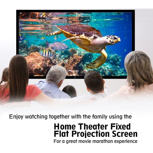  Pyle 120 Projector Screen Matte White Home Theater TV Wall Mounted Fixed Flat w/ 16:9 Aspect Ratio Full HD Projection - Easy Mount Ideal for Office Presentation PRJTPFL122 Black