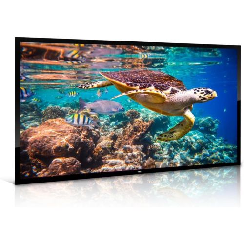  Pyle 120 Projector Screen Matte White Home Theater TV Wall Mounted Fixed Flat w/ 16:9 Aspect Ratio Full HD Projection - Easy Mount Ideal for Office Presentation PRJTPFL122 Black