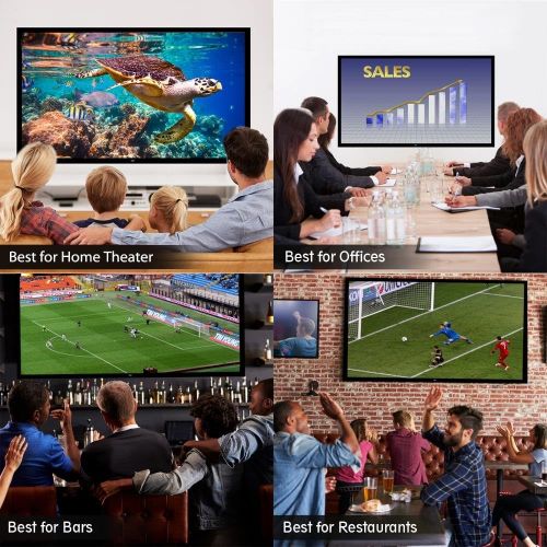  Pyle 120 Projector Screen Matte White Home Theater TV Wall Mounted Fixed Flat w/ 16:9 Aspect Ratio Full HD Projection - Easy Mount Ideal for Office Presentation PRJTPFL122 Black