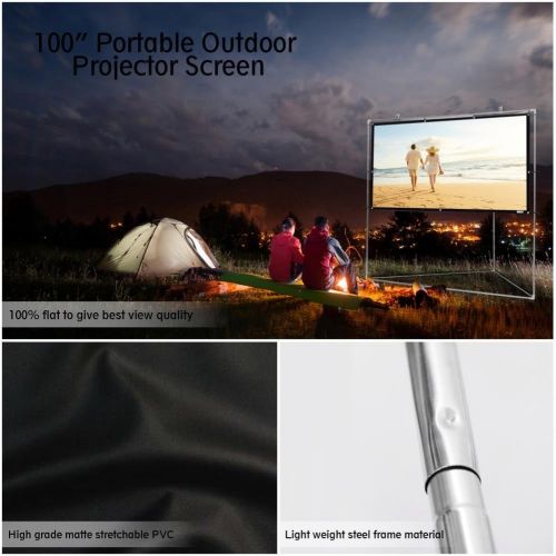  Pyle 100 Outdoor Portable Matt White Theater TV Projector Screen w/ Triangle Stand - 100 inch, 16:9, 1.15 Gain Full HD Projection for Movie / Cinema / Video / Film Showing Outside