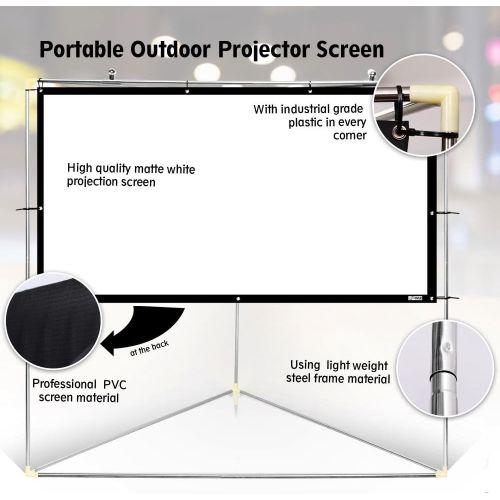  Pyle 100 Outdoor Portable Matt White Theater TV Projector Screen w/ Triangle Stand - 100 inch, 16:9, 1.15 Gain Full HD Projection for Movie / Cinema / Video / Film Showing Outside