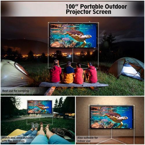  Pyle 100 Outdoor Portable Matt White Theater TV Projector Screen w/ Triangle Stand - 100 inch, 16:9, 1.15 Gain Full HD Projection for Movie / Cinema / Video / Film Showing Outside