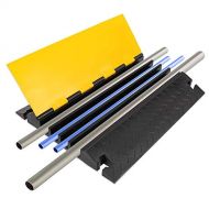 Pyle Hose & Cable Protection Ramp - Extra Heavy Duty Four Channel Extra Large Opening for Water Hose Car Truck Pedestrian Ramp Supports 55000 Lbs, Flip-Open Cover, 31.5” x 23.2” x 3.14”