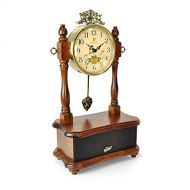 Pyle 2-in-1 Vintage Style Clock, Retro Bluetooth Speaker, Tabletop Clock, Handcrafted Birchwood, Quartz Clock, USB Charging, Full Bass Sound System, Built-in Speakers, 25 Watt, Bro