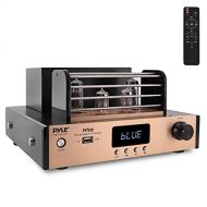 Pyle Bluetooth Tube Amplifier Stereo Receiver - 1000W Home Audio Desktop Stereo Vacuum Hi-Fi Power Amplifier Receiver w/ 4 Vacuum Tubes, USB/CD/DVD Input, Optical/Coaxial, Subwoofer Out