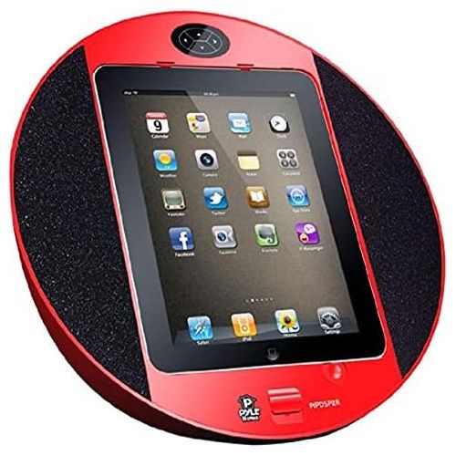  Pyle Home PIPDSP2R Touch Screen Dock with Built-In FM Radio/Alarm Clock for iPod, iPhone and iPad (Red)