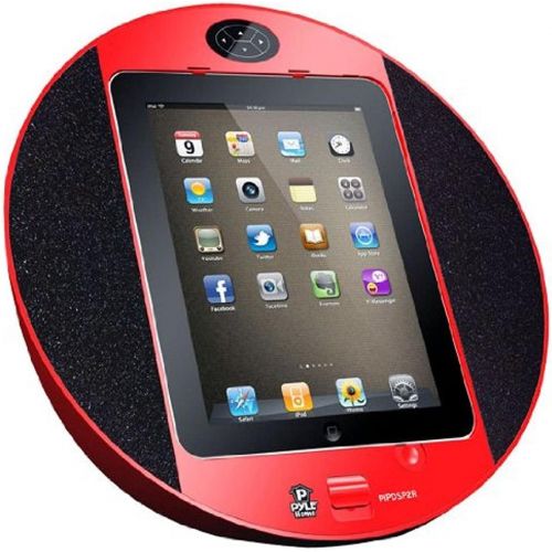  Pyle Home PIPDSP2R Touch Screen Dock with Built-In FM Radio/Alarm Clock for iPod, iPhone and iPad (Red)