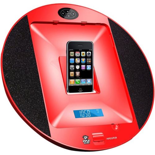  Pyle Home PIPDSP2R Touch Screen Dock with Built-In FM Radio/Alarm Clock for iPod, iPhone and iPad (Red)