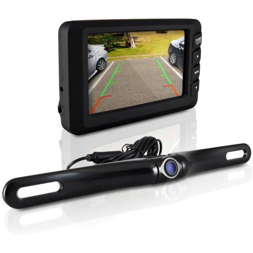  Pyle Wireless Rearview Backup Car Camera ? Car Monitor System, Parking Reverse Safety Distance Scale Lines, Waterproof Night Vision Cam, 4.3 Screen Video Color Display for Vehicles by P