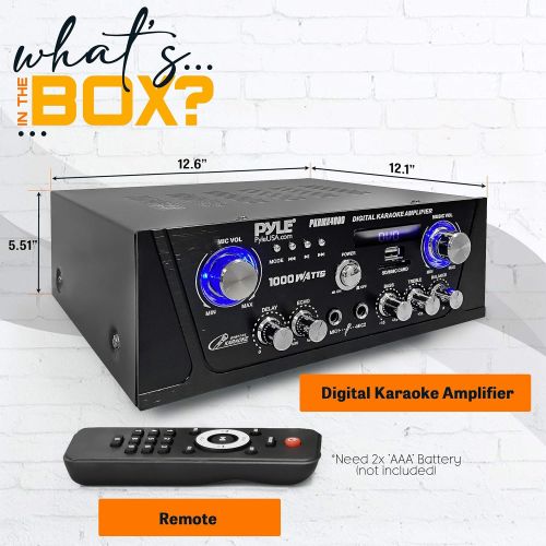  Pyle Bluetooth Digital Home Karaoke Amplifier - 600W Home Audio Desktop Power Amplifier Receiver w/LED Display, Cooling Fan, USB/SD Memory Card Reader, Optical/Coaxial, DVD/Mic Inputs -