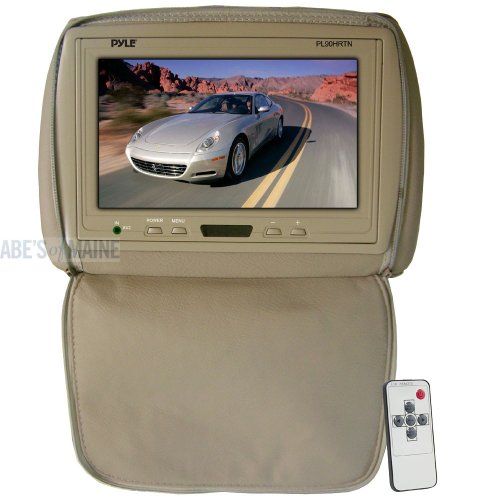  Pyle PL90HRTN Adjustable Headrest/ Built-In 9-Inch TFT-LCD Monitor with IR Transmitter (Tan)