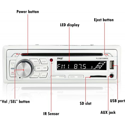  Pyle Marine Stereo Receiver Speaker Kit - In-Dash LCD Digital Console Built-in Bluetooth & Microphone 6.5” Waterproof Speakers (4) w/ MP3/USB/SD/AUX/FM Radio Reader & Remote Control - P