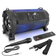 Pyle Wireless Portable Bluetooth Boombox Speaker - 500W 2.1Ch Rechargeable Boom Box Speaker Portable Barrel Loud Stereo System with Flashing LED, Digital LCD Display, AUX, USB, 1/4 Mic
