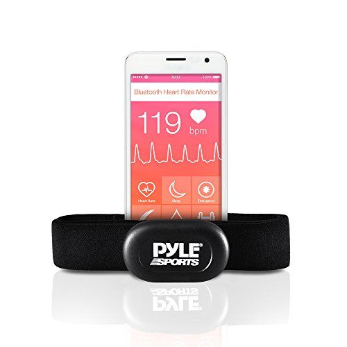  Pyle Bluetooth Smart Heart Rate Sensor for iPhone and Android Phones, Works with Polar ALA Coach & MotiFit Strava Apps Bluetooth LE Sensor