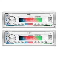 Pyle PLMRB39W Bluetooth Wireless In Dash Stereo Radio Head Unit Receiver with Wireless Music Streaming and Hands Free Calling, White (2 Pack)