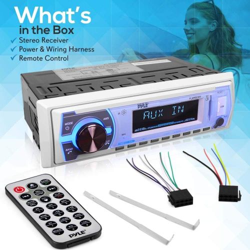  Pyle PLMRB39W Bluetooth Wireless In Dash Stereo Radio Head Unit Receiver with Wireless Music Streaming and Hands Free Calling, White (2 Pack)