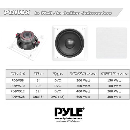  Ceiling Wall Mount Enclosed Speaker - 360 Watt Stereo In-wall / In-ceiling 10 Enclosed Full Range Subwoofer Speaker System - 40Hz-3kHz Frequency Response, 8 Ohm, Flush Mount - Pyle