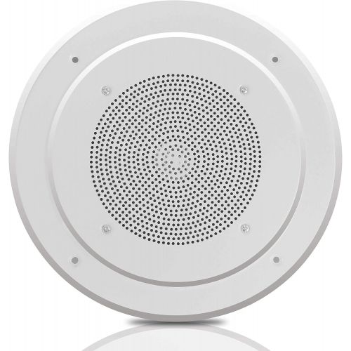  Pyle 8” Ceiling Wall Mount Speaker - Full Range Woofer Speaker System 100 Volt Transformer Flush Design w/ 60Hz-16kHz Frequency Response 200 Watts Peak & Template for Easy Installation