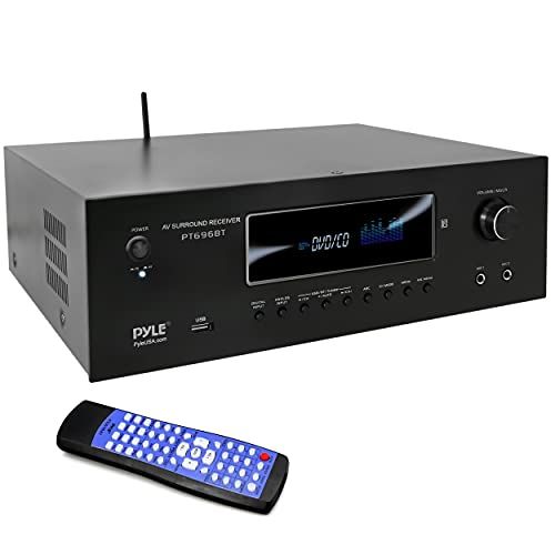  Pyle 1000W Bluetooth Home Theater Receiver - 5.2 Channel Surround Sound Stereo Amplifier System with 4K Ultra HD, 3D Video & Blu-Ray Video Pass-Through Supports, HDMI/MP3/USB/AM/FM Radi