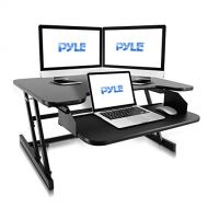 Pyle High Grade Adjustable Standing Riser Desk Computer Workstation Easy Quick Release New Technology Height Adjustable System Slim Design for Sit & Standing, Easy Keyboard Pull Ou