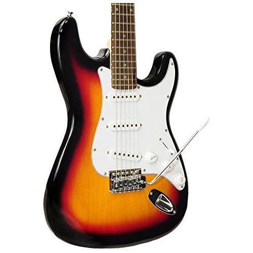  PylePro Full Size Electric Guitar Package w/Amp, Case & Accessories, Electric Guitar Bundle, Beginner Starter Package, Strap, Tuner, Pick, Ready to Use Out of the Box, Sunburst (PE