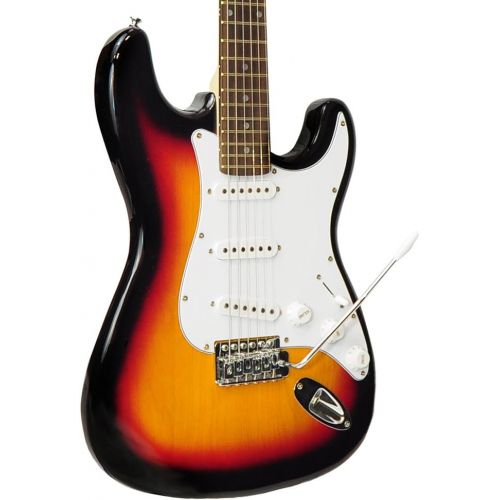  PylePro Full Size Electric Guitar Package w/Amp, Case & Accessories, Electric Guitar Bundle, Beginner Starter Package, Strap, Tuner, Pick, Ready to Use Out of the Box, Sunburst (PE