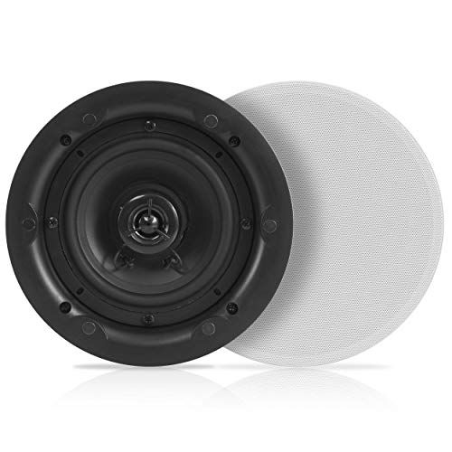  Pyle 6.5” Ceiling Wall Dual Speakers - 2-Way Full Range Stereo Sound (Pair) Universal Flush Mount Design w/ 70Hz - 20kHz Frequency Response 480 Power Watts Peak & 2 Magnetic Speaker Gri