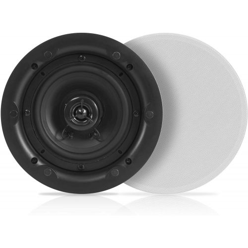  Pyle 6.5” Ceiling Wall Dual Speakers - 2-Way Full Range Stereo Sound (Pair) Universal Flush Mount Design w/ 70Hz - 20kHz Frequency Response 480 Power Watts Peak & 2 Magnetic Speaker Gri