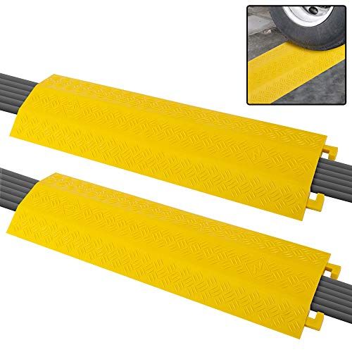  Pyle PCBLCO22 Durable Cable Ramp Protective Cover - 2,000 lbs Max Heavy Duty Drop Over Hose & Cable Track Protector, Safe in High Walking Traffic Areas - Cable Concealer for Outdoo