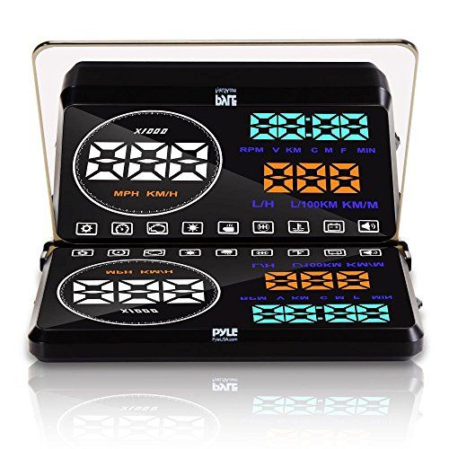  Pyle Universal 5.5’’ Car HUD Head-Up Display Windshield Screen Projector Vehicle Speed & Diagnostic Monitor System Plug & Play OBD2/EUOBD Water Temp, Voltage, Fuel Indications & Mo