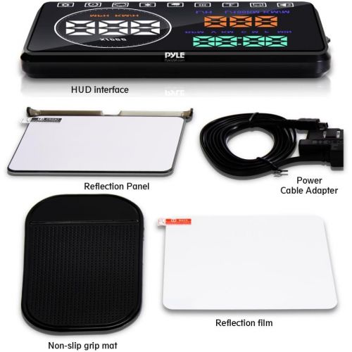  Pyle Universal 5.5’’ Car HUD Head-Up Display Windshield Screen Projector Vehicle Speed & Diagnostic Monitor System Plug & Play OBD2/EUOBD Water Temp, Voltage, Fuel Indications & Mo