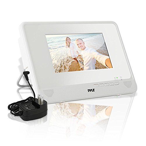  Pyle Portable Waterproof Multimedia Disc Player - 7in Screen White Digital Music Audio Video Player w/ Dual Stereo Speakers, CD DVD Tray, RCA, USB, Rechargeable Battery, Headphones, Rem