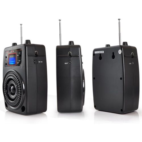  Pyle Portable PA System, Wireless Microphone Kit, Compact Stereo System, FM Radio, LCD Display, USB, Rechargeable Battery, Includes Lavalier Microphone Headset, Outdoor Surround So