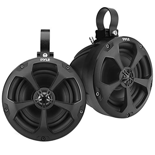  2-Way Waterproof Off Road Speakers - 5.25 1000 Watts Active Passive Marine Grade Wakeboard Tower Speakers System, Full Range Outdoor Stereo Speaker for ATV/UTV Jeep Boat - Pyle PLU