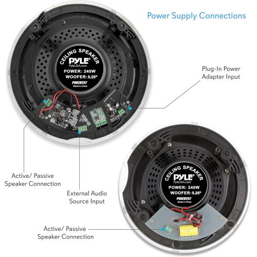  Pyle 5.25” Pair Bluetooth Universal Flush Mount In-wall In-ceiling 2-Way Speaker System Dual Polypropylene Cone & Polymer Tweeter Stereo Sound 240 Watts (PDICBT57),Black