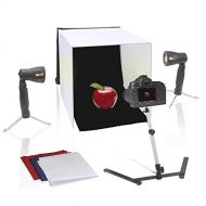 Pyle 24 x 24 inch Portable Tabletop Photography Studio Photo Lighting Kit - Set Includes Light Box / Tent, 2 Lamp Lights, Camera Stand & White, Black, Blue, Red Background Cloth Sh