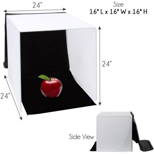  Pyle 24 x 24 inch Portable Tabletop Photography Studio Photo Lighting Kit - Set Includes Light Box / Tent, 2 Lamp Lights, Camera Stand & White, Black, Blue, Red Background Cloth Sh