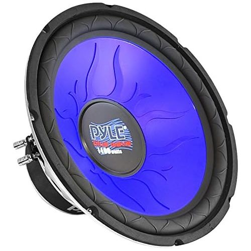  Pyle Car Vehicle Subwoofer Audio Speaker - 10 Inch Blue Injection Molded Cone, Blue Chrome-Plated Steel Basket, Dual Voice Coil 4 Ohm Impedance, 1000W Power, for Vehicle Stereo Sound Sy