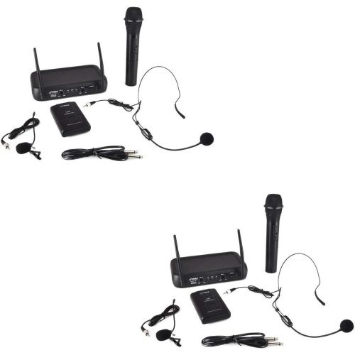  Pyle Pro Bodypacks, Lavaliers, Headsets VHF Wireless Microphone System (2 Pack)