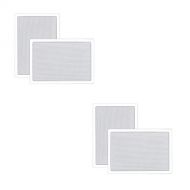 Pyle Home PDIW55 6.5 Inch 200 Watt 2 Way Square Rectangular In-Wall/ In-Ceiling Flush Mounted Stereo Speaker Pair, White (2 Pack)