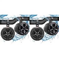 Pyle PLUTV41BK Rugged Outdoor 2 Way 4 Inch Off Road 800W Dual Waterproof Marine Speaker System Pair for Motorcycles, Boats, ATVs, and Other Vehicles (2 Pairs)