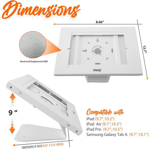  Pyle Anti Theft Tablet Security Stand - Wall / Table Mount Desktop Ipad Kiosk Stand w/ Lock and Key, Restricted Pin-Hole, 90° Rotate - iPad, Ipad Air, Ipad Pro, Samsung Galaxy Tab A (20