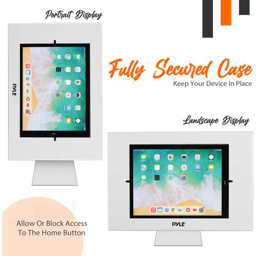  Pyle Anti Theft Tablet Security Stand - Wall / Table Mount Desktop Ipad Kiosk Stand w/ Lock and Key, Restricted Pin-Hole, 90° Rotate - iPad, Ipad Air, Ipad Pro, Samsung Galaxy Tab A (20