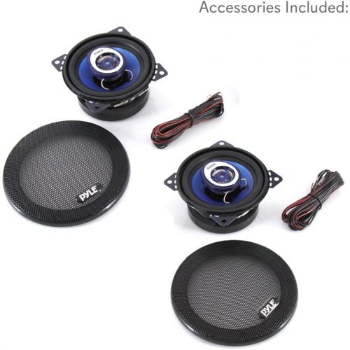  Pyle 4 Car Sound Speaker (Pair) - Upgraded Blue Poly Injection Cone 2-Way 180 Watt Peak w/ Non-fatiguing Butyl Rubber Surround 110 - 20Khz Frequency Response 4 Ohm & 3/4 ASV Voice Coil