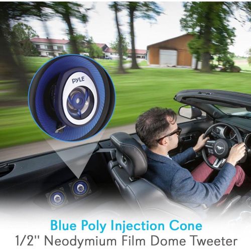  Pyle 4 Car Sound Speaker (Pair) - Upgraded Blue Poly Injection Cone 2-Way 180 Watt Peak w/ Non-fatiguing Butyl Rubber Surround 110 - 20Khz Frequency Response 4 Ohm & 3/4 ASV Voice Coil