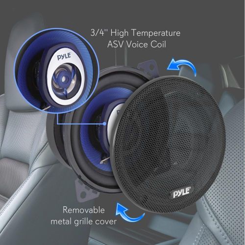  Pyle 4 Car Sound Speaker (Pair) - Upgraded Blue Poly Injection Cone 2-Way 180 Watt Peak w/ Non-fatiguing Butyl Rubber Surround 110 - 20Khz Frequency Response 4 Ohm & 3/4 ASV Voice Coil