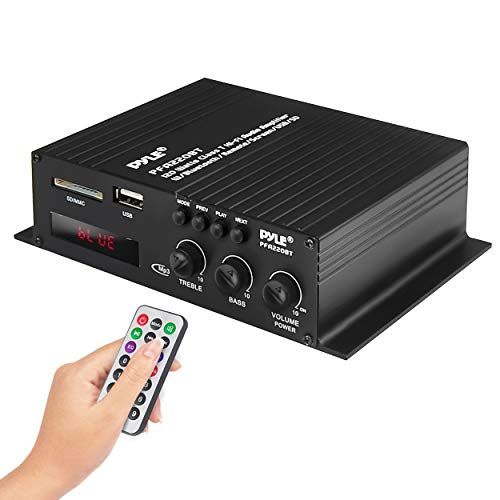  Pyle Class-T Bluetooth Power Audio Amplifier - 120W Mini Dual Channel Sound Stereo Receiver Box w/ USB, RCA, 12V Adapter - For Subwoofer Speaker, Home Theater, PA System, Studio Us