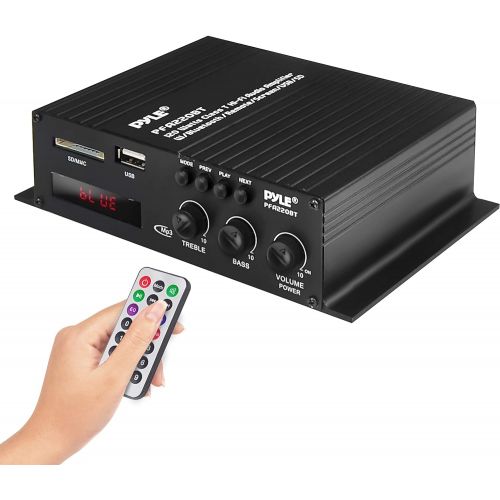  Pyle Class-T Bluetooth Power Audio Amplifier - 120W Mini Dual Channel Sound Stereo Receiver Box w/ USB, RCA, 12V Adapter - For Subwoofer Speaker, Home Theater, PA System, Studio Us